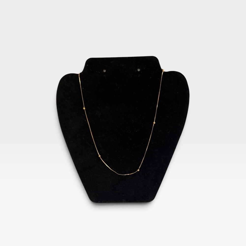 14K Yellow Gold Bead Station Snake Chain Necklace 17.5" Dainty 1.75g Vintage